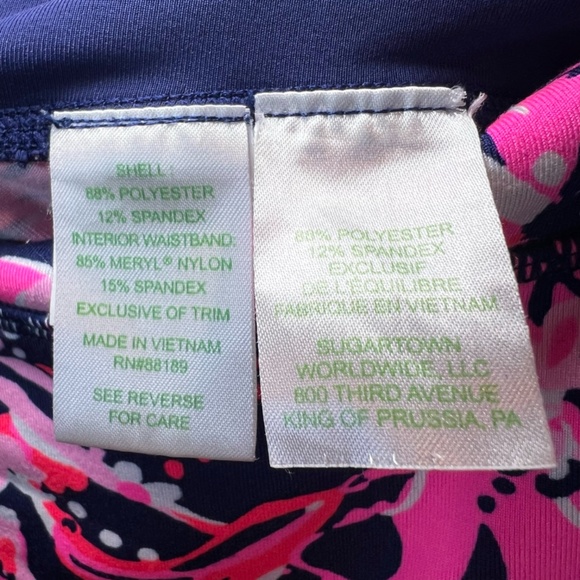 Lilly Pulitzer Girls Luxletic Mini Weekender Leggings Pink Navy Blue Floral XL - Picture 9 of 9